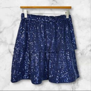 Vineyard Vines Girls Tiered Sequin Skirt Navy Holiday Formal Size M. NEW